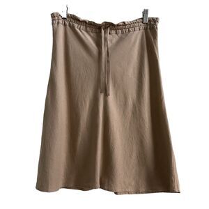 Linen Blend Ruched Tie Flippy Skirt Neutral Beige Quiet Luxury Work Size 6